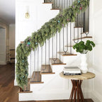 Cedar Christmas Garland with Lights for Mantle - 2 Pack Decorations 9ft Realistic Lighted Faux Pine Garlands for, alternate