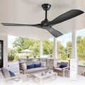 Ceiling Fan Without Light: 52 Inch 3 Blade Outdoor Fans for Patios in Black 02