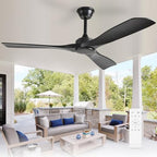 Ceiling Fan Without Light: 52 Inch 3 Blade Outdoor Fans for Patios in Black 02