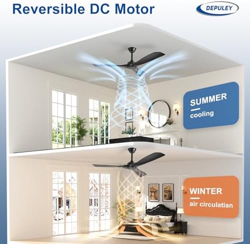 Ceiling Fan Without Light: 52 Inch 3 Blade Outdoor Fans for Patios in Black 02, alternate view 3