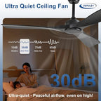 Ceiling Fan Without Light: 52 Inch 3 Blade Outdoor Fans for Patios in Black 02, alternate view 4
