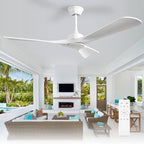 Ceiling Fan Without Light: 52 Inch 3 Blade Outdoor Fans for Patios - White Fandelier Ceiling Fan No Light Indoor