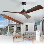 Ceiling Fan Without Light: 52 Inch 3 Plastic Blade Outdoor Fans in Walnut 02