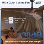 Ceiling Fan Without Light: 52 Inch 3 Plastic Blade Outdoor Fans in Walnut 02, alternate view 5