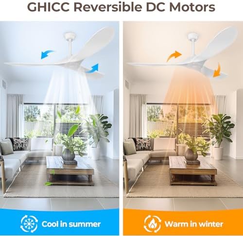 Ceiling Fan Without Lights, Outdoor Ceiling Fan with Remote, 6-Speed Adjustable Reversible DC Motor for Patio &, alternate