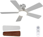 Ceiling Fans with Lights, 42 Inch Low Profile Ceiling Fan with Light and Remote Control, Flush Mount