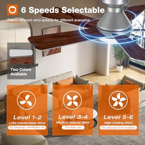 Ceiling Fans with Lights, 42 Inch Low Profile Ceiling Fan with Light and Remote Control, Flush Mount, alternate view 4