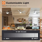 Ceiling Fans with Lights, 52 Inch Low Profile Ceiling Fan with Light and Remote Control, Flush Mount, alternate view 7