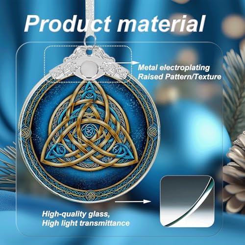 Celtic Knot Crystal Glass Hanging Ornament for Christmas Tree Decor, Christmas Ornaments Xmas Decorations, alternate view 3