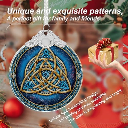 Celtic Knot Crystal Glass Hanging Ornament for Christmas Tree Decor, Christmas Ornaments Xmas Decorations, alternate view 4