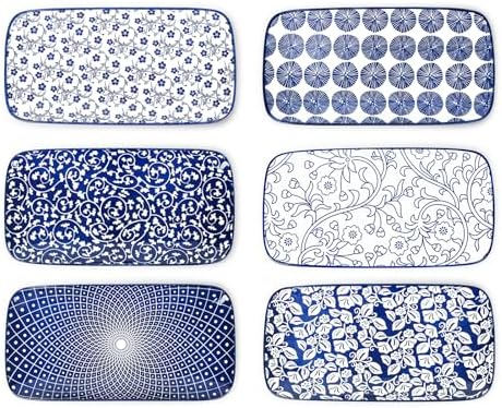 Ceramic 12 Inch Serving Platters Set of 6, Vintage Blue in 12 Inch, Set of 6 in Vintage Blue