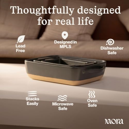 Ceramic Baking Dish with Handles For Casserole, Lasagna, Gratin, Broiling, Roasting, and Baking. Large 9x13 in, alternate