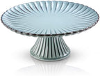 Ceramic Cake Stand, 11 Inch, Scalloped, Ombre Blue in Ocean Mist