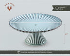 Ceramic Cake Stand, 11 Inch, Scalloped, Ombre Blue in Ocean Mist, alternate view 3