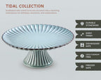 Ceramic Cake Stand, 11 Inch, Scalloped, Ombre Blue in Ocean Mist, alternate view 6