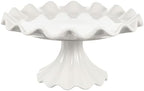 Ceramic Cake Stand 9.45 Inch Wavy Edge Pedestal Cupcake Stand for Parties Weddings Birthdays Elegant Ceramic