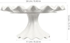 Ceramic Cake Stand 9.45 Inch Wavy Edge Pedestal Cupcake Stand for Parties Weddings Birthdays Elegant Ceramic, alternate view