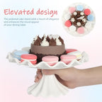 Ceramic Cake Stand 9.45 Inch Wavy Edge Pedestal Cupcake Stand for Parties Weddings Birthdays Elegant Ceramic, alternate view