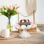 Ceramic Cake Stand 9.45 Inch Wavy Edge Pedestal Cupcake Stand for Parties Weddings Birthdays Elegant Ceramic, alternate view