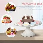 Ceramic Cake Stand 9.45 Inch Wavy Edge Pedestal Cupcake Stand for Parties Weddings Birthdays Elegant Ceramic, alternate view