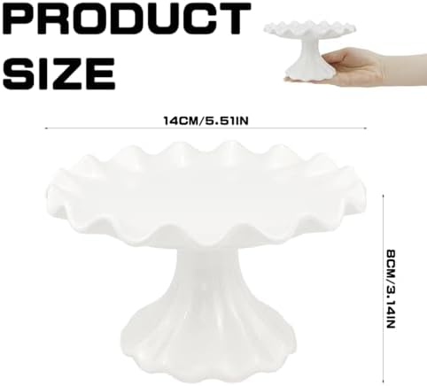 Ceramic Cake Stand, Dessert Pedestal Stand for Birthday Wedding 5.5Inch in White, alternate view 3