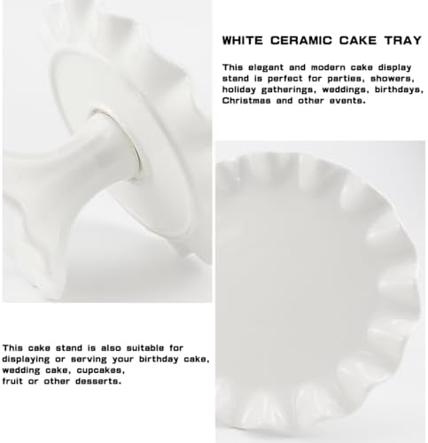 Ceramic Cake Stand, Dessert Pedestal Stand for Birthday Wedding 5.5Inch in White, alternate view 4