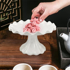 Ceramic Cake Stand, Dessert Pedestal Stand for Birthday Wedding 5.5Inch in White, alternate view 5