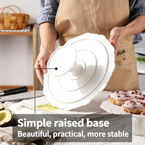 Ceramic Cake Stand Pedestal, 10 inch White Round Cake Plate for 8 in Cake in 10 inch, alternate view 6