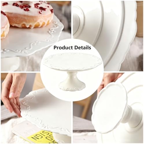 Ceramic Cake Stand Pedestal, 10 inch White Round Cake Plate for 8 in Cake in 10 inch, alternate view 7