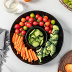 Ceramic Chip and Dip Serving Set, 12 Inch Large Divided Bowls Set for Salsa, Veggies, Dip, Appetizers, Snacks, alternate view