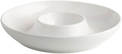 Ceramic Chip and Dip Serving Set, 12 Inch Large porcelain Divided Bowls Set for Salsa, Veggies, Dip, Appetizers