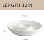 Ceramic Chip and Dip Serving Set, 12 Inch Large porcelain Divided Bowls Set for Salsa, Veggies, Dip, Appetizers, alternate