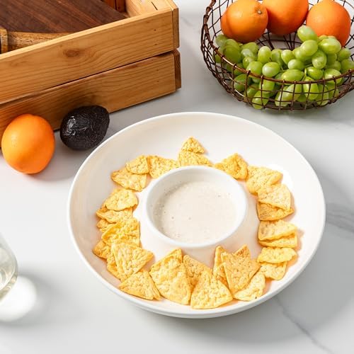 Ceramic Chip and Dip Serving Set, 12 Inch Large porcelain Divided Bowls Set for Salsa, Veggies, Dip, Appetizers, alternate