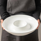 Ceramic Chip and Dip Serving Set, 12 Inch Large porcelain Divided Bowls Set for Salsa, Veggies, Dip, Appetizers, alternate