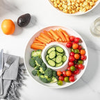 Ceramic Chip and Dip Serving Set, 12 Inch Large porcelain Divided Bowls Set for Salsa, Veggies, Dip, Appetizers, alternate