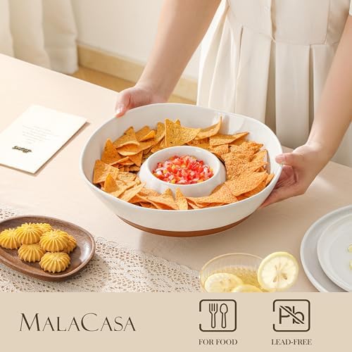 Ceramic Chips and Dip Serving Tray, 12 Inch Dip Serving Tray in 12 IN in White, alternate view 2