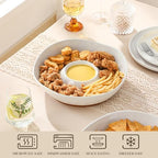 Ceramic Chips and Dip Serving Tray, 12 Inch Dip Serving Tray in 12 IN in White, alternate view 4