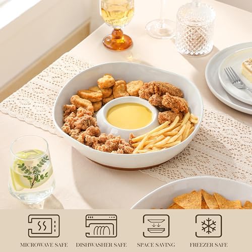 Ceramic Chips and Dip Serving Tray, 12 Inch Dip Serving Tray in 12 IN in White, alternate view 4