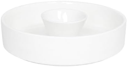 Ceramic Chips and Dip Sets, Serving Tray, Removable Bowl, Round in 10.2 Inch / 67 oz in Round