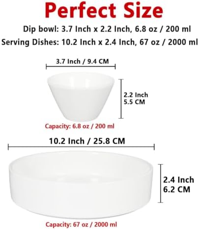 Ceramic Chips and Dip Sets, Serving Tray, Removable Bowl, Round in 10.2 Inch / 67 oz in Round, alternate view 3