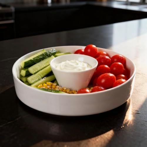Ceramic Chips and Dip Sets, Serving Tray, Removable Bowl, Round in 10.2 Inch / 67 oz in Round, alternate view 6
