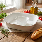 Ceramic Chips and Dip Sets, Serving Tray, Removable Bowl, Square in 10 Inch / 67 oz in Square, alternate view 2