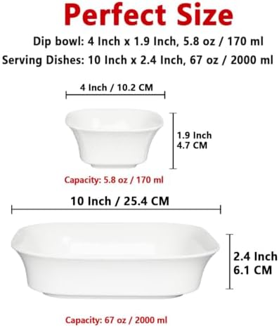Ceramic Chips and Dip Sets, Serving Tray, Removable Bowl, Square in 10 Inch / 67 oz in Square, alternate view 3