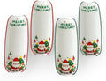 Ceramic Corn Cob Holders Set of 4, 8.8" Christmas Serving Dishes in Xmas
