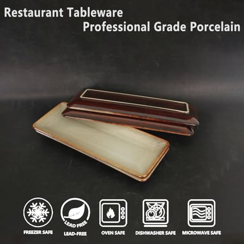 Ceramic Dinner Plates 4-Piece Set, 10.7-inch Small Rectangular Dinner Plates for Entertaining Guests, Desserts, alternate