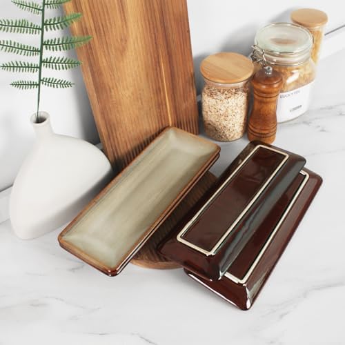 Ceramic Dinner Plates 4-Piece Set, 10.7-inch Small Rectangular Dinner Plates for Entertaining Guests, Desserts, alternate