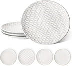 Ceramic Dinner Plates Set of 4, 10 Inch Large White Plate Set for Kitchen, Microwave & Dishwasher Safe