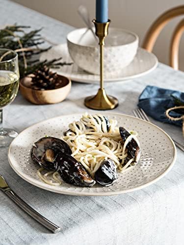 Ceramic Dinner Plates Set of 4, 10 Inch Large White Plate Set for Kitchen, Microwave & Dishwasher Safe, alternate view 2