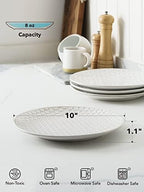 Ceramic Dinner Plates Set of 4, 10 Inch Large White Plate Set for Kitchen, Microwave & Dishwasher Safe, alternate view 3