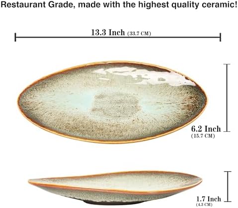 Ceramic Dinner Plates Set of 4, for Bread, Pasta, Salad, sushi - Microwave, Oven and Dishwasher Safe, Scratch, alternate view